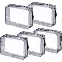 Bolsa de transporte de produtos de higiene pessoal Pangda, pacote com 5 unidades, PVC transparente com zíper Bolsa de transporte de produtos de higiene pessoal Pangda, pacote com 5 unidades, PVC transparente com zíper