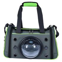 Bolsa de Transporte Luna Pet Prizi Cinza e Verde- 38x26x23CM