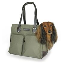 Bolsa de transporte para cães DJANGO em lona encerada e couro Olive M Bolsa de transporte para cães DJANGO em lona encerada e couro Olive M