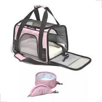 Bolsa De Transporte Pet E Bebedouro Rosa Avião Carro Perigot Bolsa De Transporte Pet E Bebedouro Rosa Avião Carro Perigot