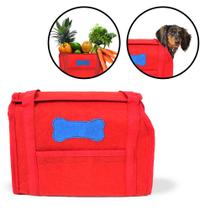 Bolsa de Transporte Pet para Cachorros e Gatos com Bolso Carpete Vermelho