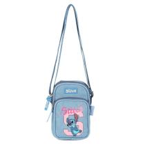 Bolsa de Transversal Luxcel Sintética Stitch Azul Jeans