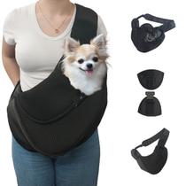Bolsa de Trasporte para Pet Passeio Viagem Cachorro Gato Pequeno Porte Guia para Coleira Parque Praia Onibus Macia Petshop Preto até 8 kg