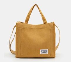 Bolsa de Veludo c 2 alças mão e ombro e 2 Bolsos - Cor Laranja