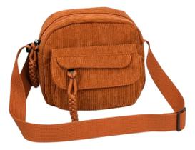 Bolsa De Veludo Cotele Feminina Transversal Cor Marrom Bolsa De Veludo Cotele Feminina Transversal Cor Marrom