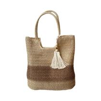 Bolsa De Verão De Grande Capacidade Com Cores Contrastantes E Franjas, Bolsa Casual De Ombro Para