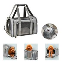 Bolsa de Viagem Cinza Para Transporte Pet Alças Ajustáveis