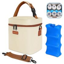 Bolsa de viagem com refrigerador de leite materno Mancro com bolsa de gelo 8,5 L bege