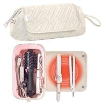 Bolsa de viagem e tapete resistente ao calor para ferramentas de cabelo Leudes Beige Bolsa de viagem e tapete resistente ao calor para ferramentas de cabelo Leudes Beige