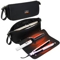 Bolsa de viagem Hair Tools Jaffzora com tapete resistente ao calor, preto