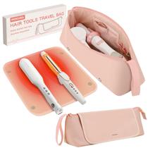 Bolsa de viagem Hair Tools MOKURA Hot com tapete resistente ao calor rosa