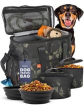 Bolsa de Viagem para Cachorro Rubyloo Camo com Tigelas e Recipientes Bolsa de Viagem para Cachorro Rubyloo Camo com Tigelas e Recipientes