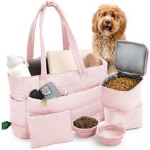 Bolsa de Viagem para Cachorro rubyloo Puffer Tote com Tigelas Rosa Bolsa de Viagem para Cachorro rubyloo Puffer Tote com Tigelas Rosa