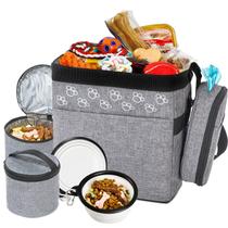 Bolsa de viagem para cães CLAWIST com bolsa de guloseimas, 2 recipientes para alimentos