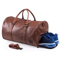 Bolsa de viagem Seyfocnia Leather impermeável Weekender Brown Bolsa de viagem Seyfocnia Leather impermeável Weekender Brown