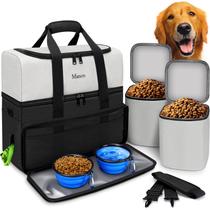 Bolsa de viaje para perros Mancro de doble capa con contenedores de comida y platos