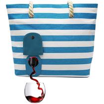 Bolsa de vinho PortoVino com listras turquesas isoladas