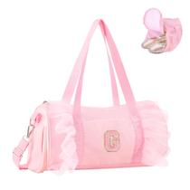 Bolsa deportiva personalizada con inicial IQIMOTT rosa 33x18x18 cm