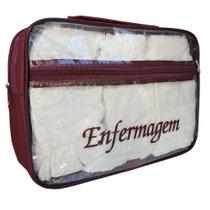 Bolsa do Estagiário e Estudante - Vinho Transparente Com Escrita Enfermagem