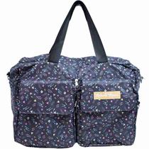 Bolsa Dobrável De Viagem Preta Flores Minnie Mouse 46X37cm - Disney