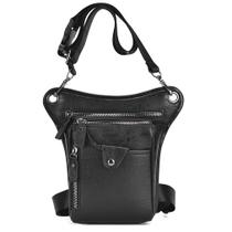 Bolsa Drop Leg KPYWZER de couro vintage para homens e mulheres preta