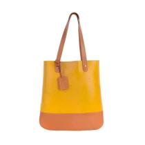 Bolsa Duradoura de Couro Flávia Cor Mostarda C/ Caramelo - Marca