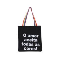 Bolsa Ecobag 100% algodão Black AMOR A TODOS (arco-íris) Bolsa Ecobag 100% algodão Black AMOR A TODOS (arco-íris)