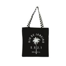 Bolsa Ecobag 100% algodão Black Estampa +55 21 (Alça xadrez) Bolsa Ecobag 100% algodão Black Estampa +55 21 (Alça xadrez)
