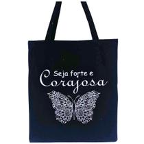 Bolsa Ecobag 100% algodão Black Estampa CORAJOSA