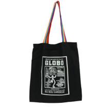 Bolsa Ecobag 100% algodão Black Estampa GLOBO (Alça arco-íris)