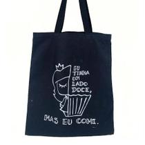 Bolsa Ecobag 100% algodão Black Estampa LADO DOCE Bolsa Ecobag 100% algodão Black Estampa LADO DOCE