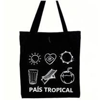 Bolsa Ecobag 100% algodão Black Estampa PAÍS TROPICAL