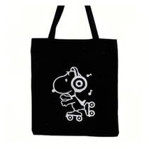 Bolsa Ecobag 100% algodão Black Estampa SNOOPY MUSIC