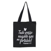 Bolsa Ecobag 100% algodão Black Estampa TUDO POSSO Bolsa Ecobag 100% algodão Black Estampa TUDO POSSO