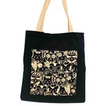 Bolsa Ecobag 100% algodão Black GATOS (Alça branca)