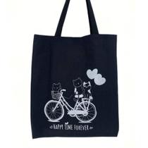 Bolsa Ecobag 100% algodão Black HAPPY TIME FOREVER