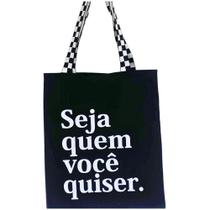Bolsa Ecobag 100% algodão Black Seja quem Vc alça xadrez Bolsa Ecobag 100% algodão Black Seja quem Vc alça xadrez