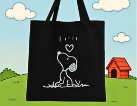 Bolsa Ecobag 100% algodão Black SNOOPY LOVE Bolsa Ecobag 100% algodão Black SNOOPY LOVE