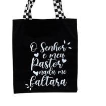 Bolsa Ecobag 100% algodão Black Xadrez Estampa NADA ME FALTARÁ