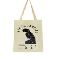 Bolsa Ecobag 100% algodão Estampa +55 21 ARARA