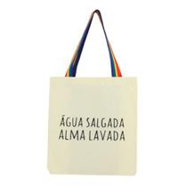 Bolsa Ecobag 100% algodão Estampa ÁGUA SALGADA (Alça arco-íris) - CARIOCA MAIS