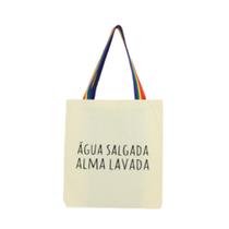 Bolsa Ecobag 100% algodão Estampa ÁGUA SALGADA (Alça arco-íris)