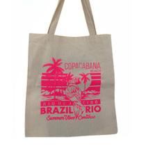 Bolsa Ecobag 100% algodão Estampa BRAZIL RIO (rosa)