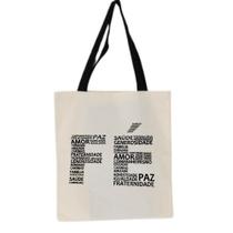 Bolsa Ecobag 100% algodão Estampa FÉ (alça preta)