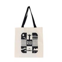 Bolsa Ecobag 100% algodão Estampa RIO SUN (Alça preta)