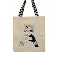 Bolsa Ecobag 100% algodão LOVE (Alça xadrez)