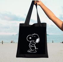 Bolsa Ecobag 100% algodão tema Snoopy Abraço Black Bolsa Ecobag 100% algodão tema Snoopy Abraço Black
