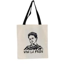 Bolsa Ecobag 100% algodão VIVA LA FRIDA (alça preta) Bolsa Ecobag 100% algodão VIVA LA FRIDA (alça preta)