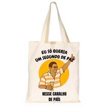 Bolsa Ecobag Algodao Cru Alça Entrelaçada Frase Engraçada Estampa Zeca Pagodinho Espaçosa Leve