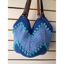 bolsa ecobag croche barbante alça de couro bolsa ecobag croche barbante alça de couro